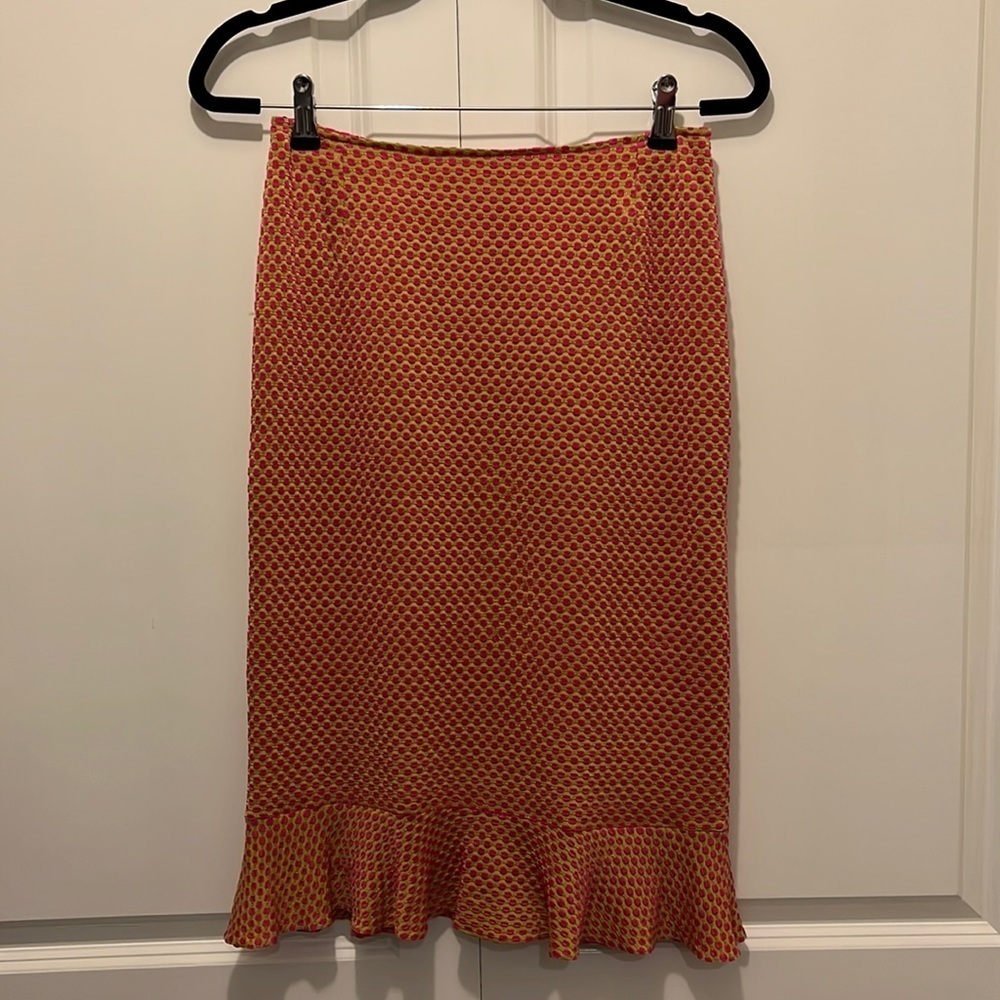 Errol Arendz Dotted Textured Skirt in Chartreuse and Pink